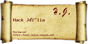 Hack Júlia névjegykártya